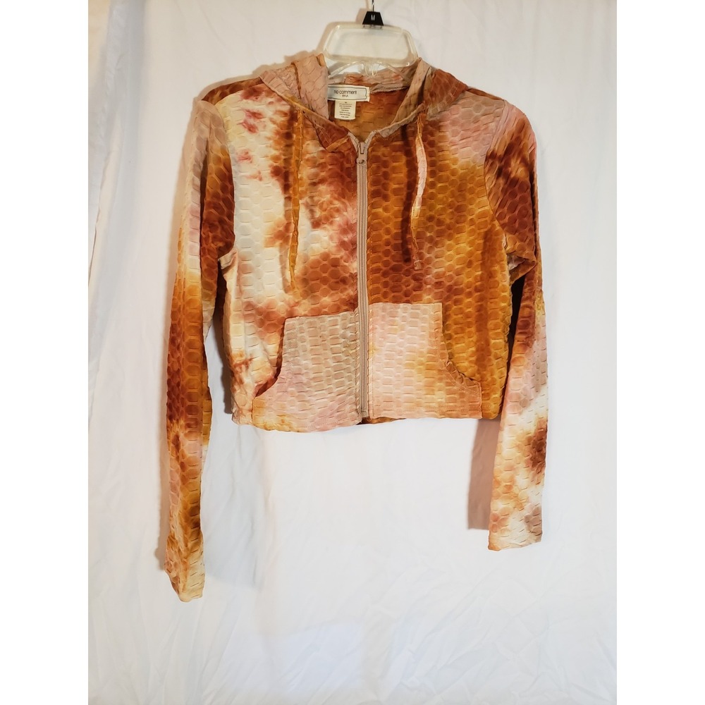 Women's  No Comment Rust Print Cropped Hooded Top Size M